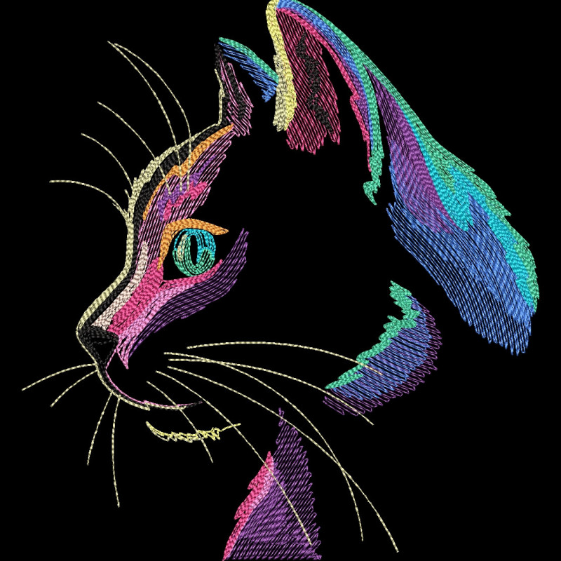 Tricou Brodat - Midnight Kitty