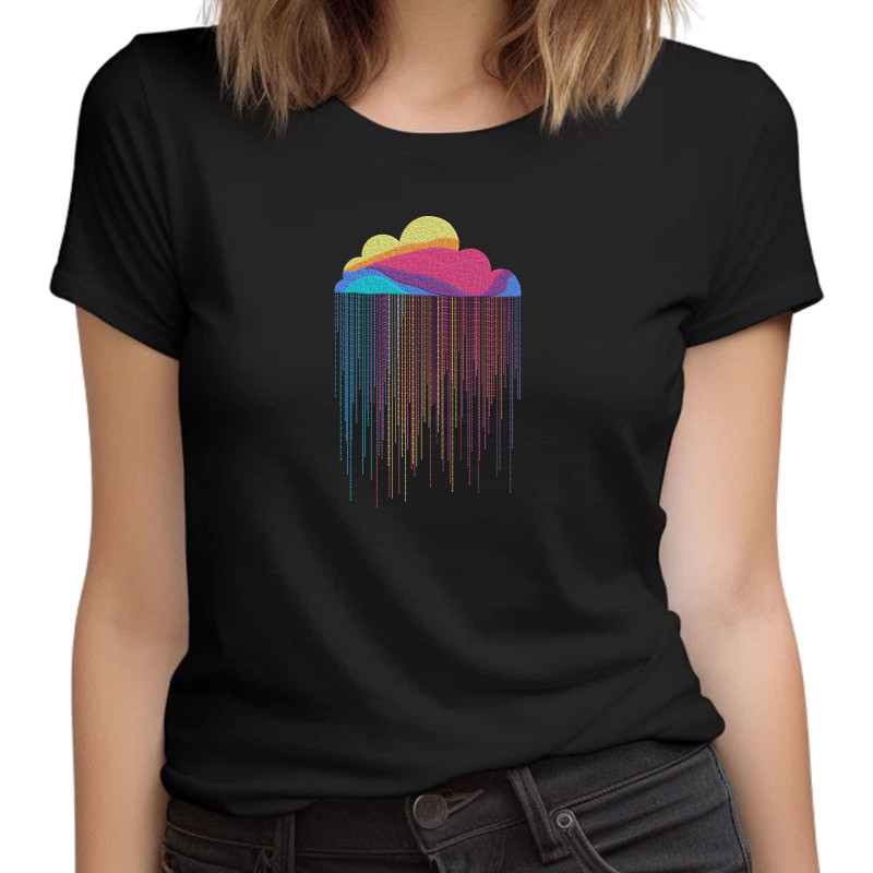 Tricou Brodat - Rainbow Cloud