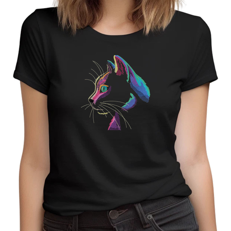 Tricou Brodat - Midnight Kitty